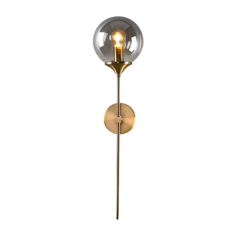 Classic Glass Wall Mount Lamp with Brass Arm