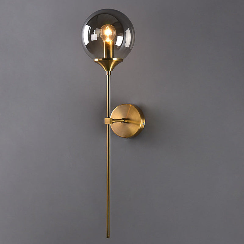 Classic Glass Wall Mount Lamp with Brass Arm