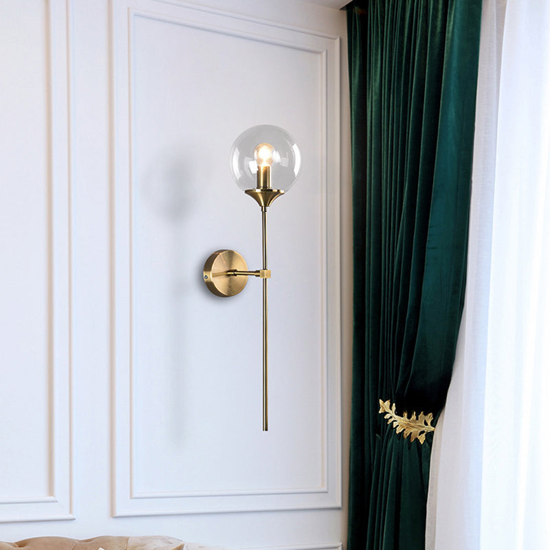 Classic Glass Wall Mount Lamp with Brass Arm - Cofik