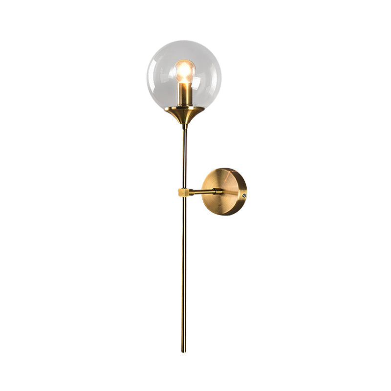 Classic Glass Wall Mount Lamp with Brass Arm