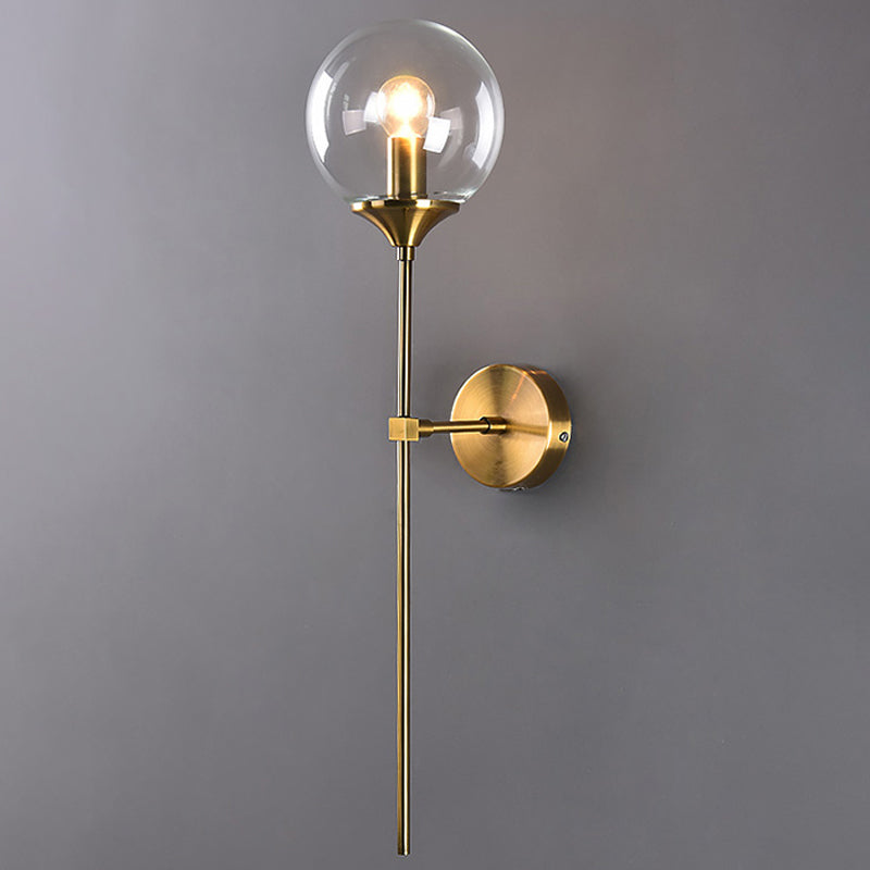 Classic Glass Wall Mount Lamp with Brass Arm