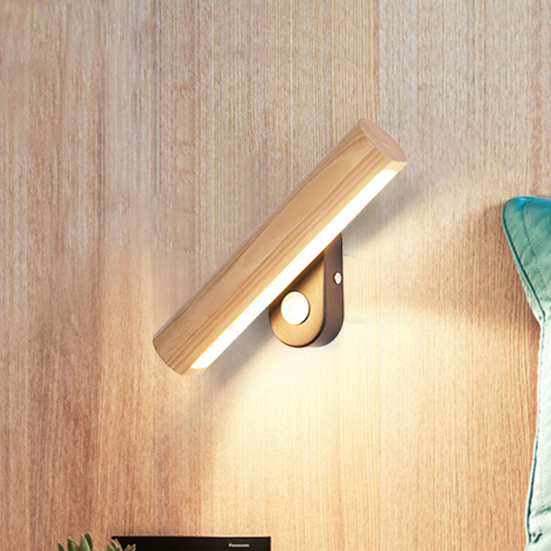 Adjustable Wooden LED Wall Lamp with Warm White Light