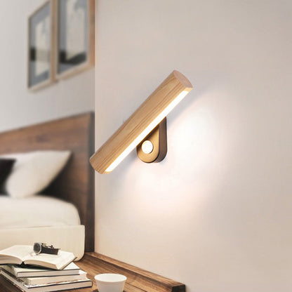 Adjustable Wooden LED Wall Lamp with Warm White Light
