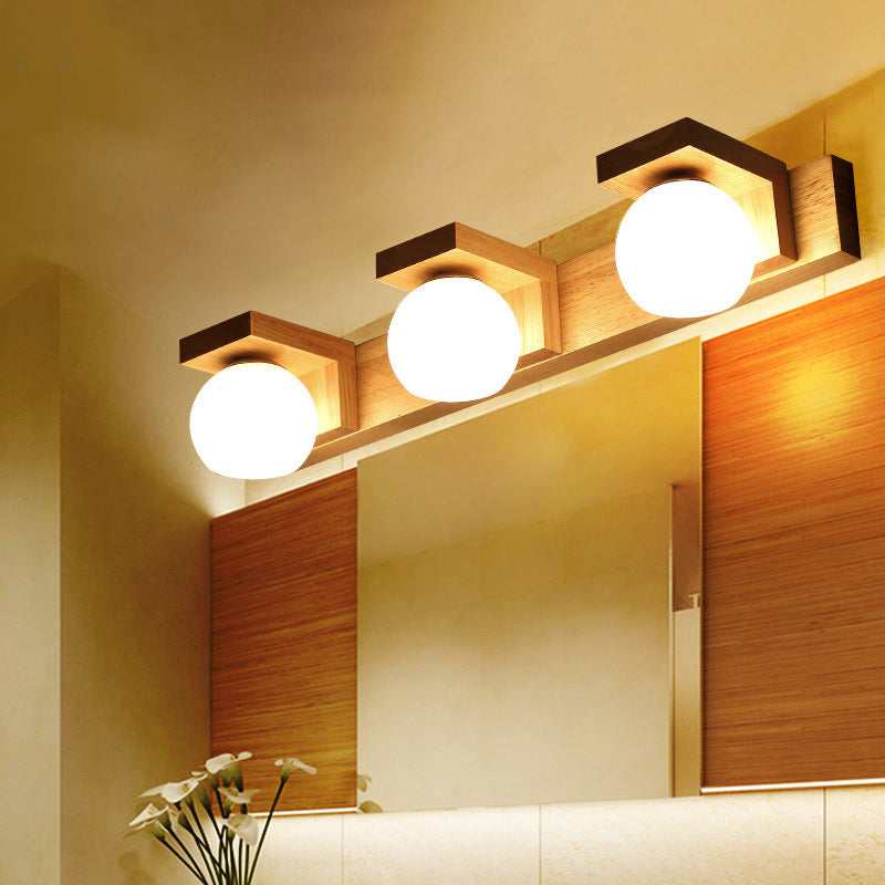 Modern Wood Bathroom Wall Light Fixture 2-3 Heads
