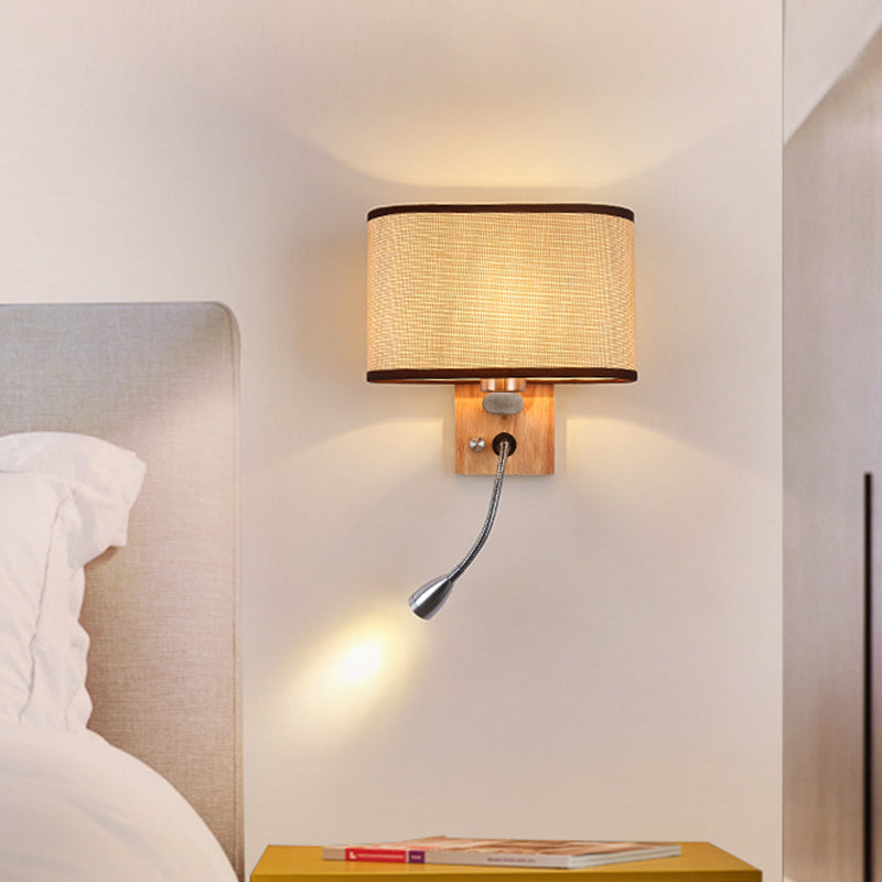 Soft Adjustable Bedside Wall Lamp with Oval Shade