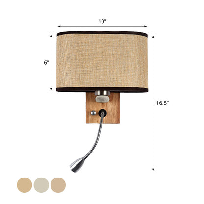Soft Adjustable Bedside Wall Lamp with Oval Shade