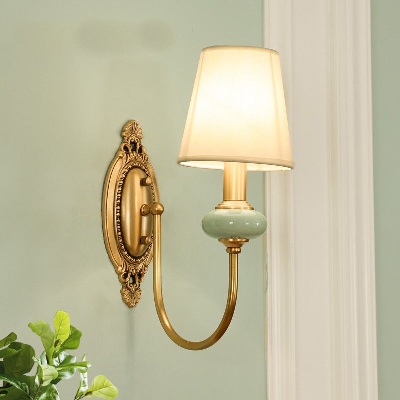 Classic Brass Wall Sconce Lamp with Green Shade