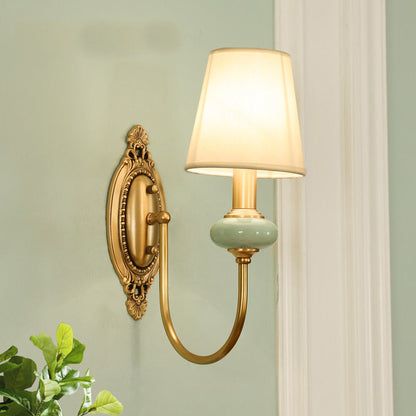 Classic Brass Wall Sconce Lamp with Green Shade