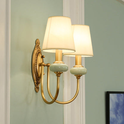Classic Brass Wall Sconce Lamp with Green Shade