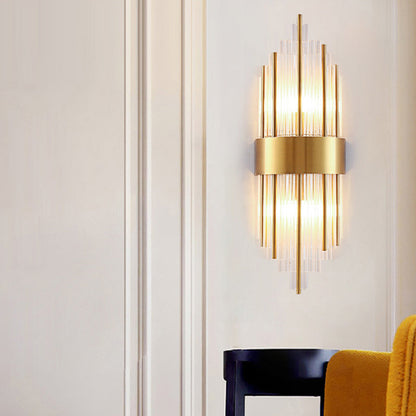 Luxury Gold 2-Light Crystal Wall SconceFixture