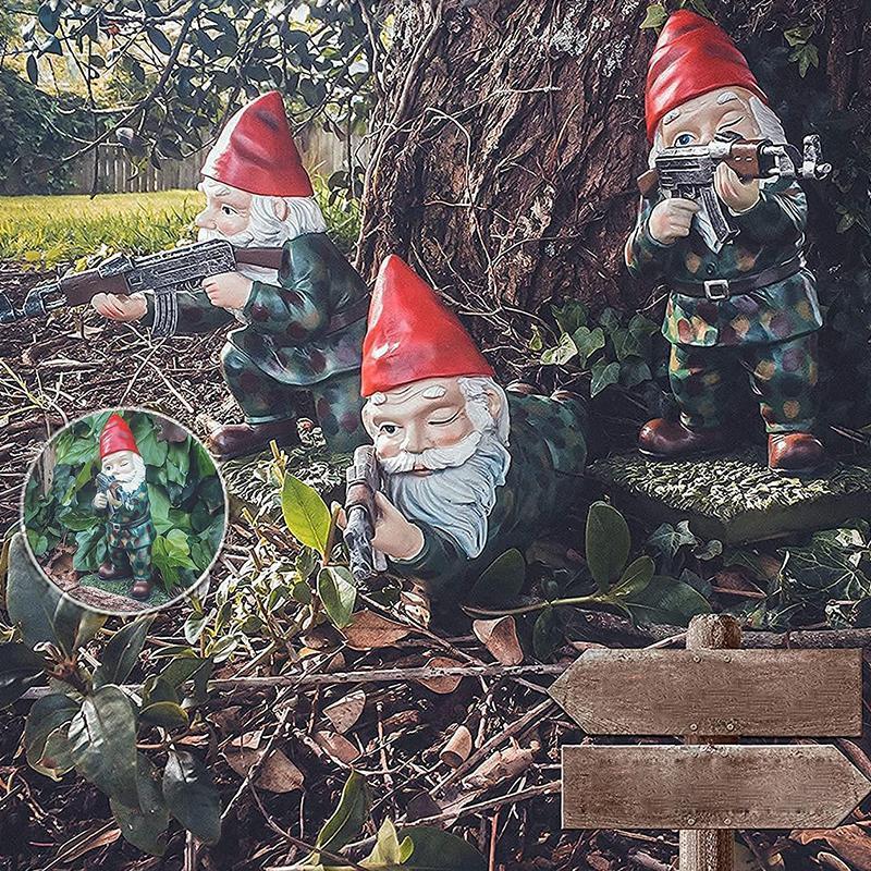 Tough Camo Yard Gnome Statue