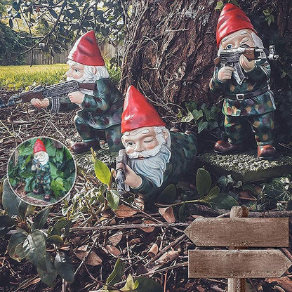 Tough Camo Yard Gnome Statue