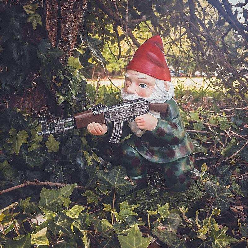 Tough Camo Yard Gnome Statue