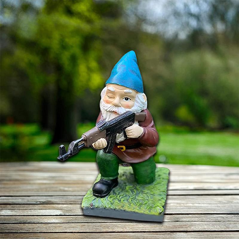 Tough Camo Yard Gnome Statue - Cofik