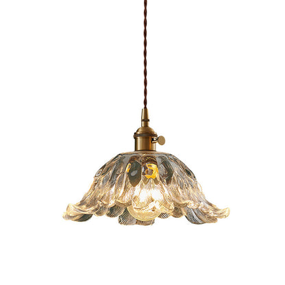 Elegant Floral Hanging Glass Lamp
