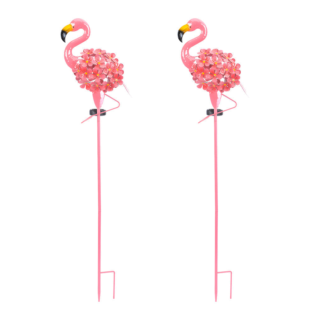 Colorful Pink Outdoor Solar LED Garden Lights - 2 Pack