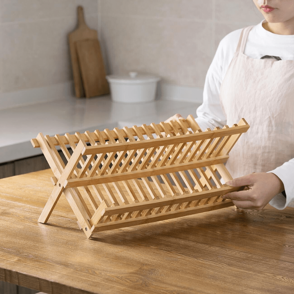 Compact Bamboo Foldable Dish Rack - Cofik