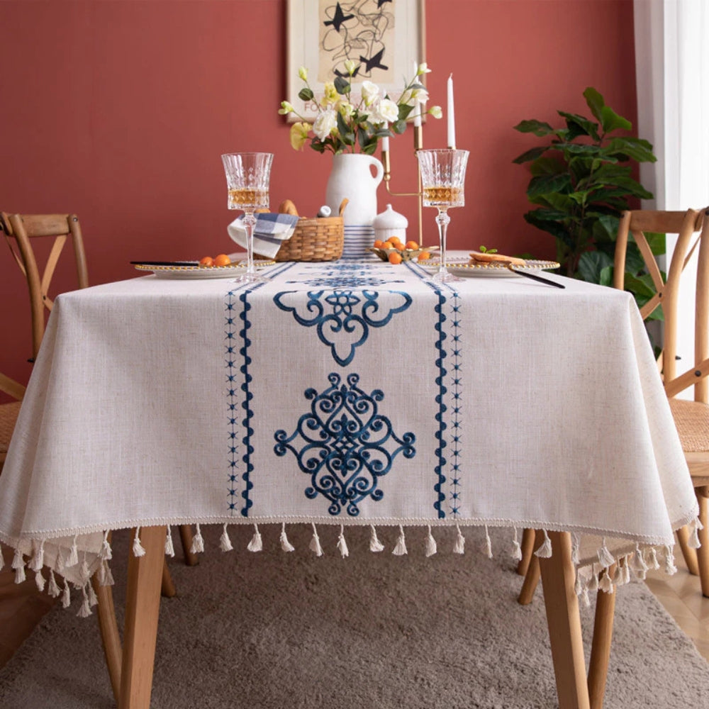 Elegant Embroidered Dining Table Cover