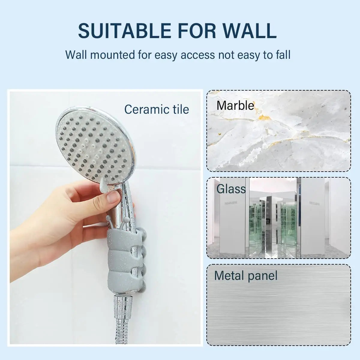 Easy Install Shower Head Holder with Powerful Suction