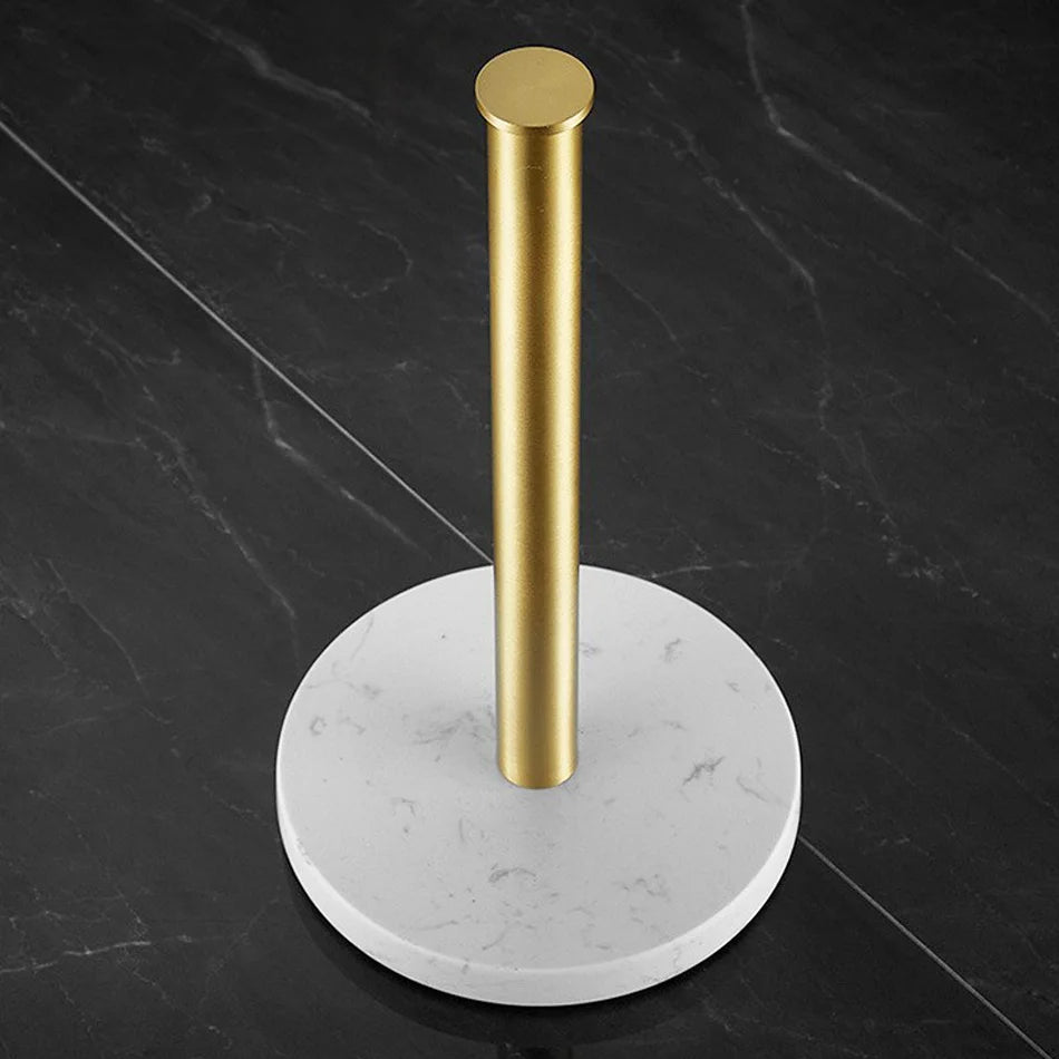 Luxury Marble Paper Towel Holder with Gold Accents