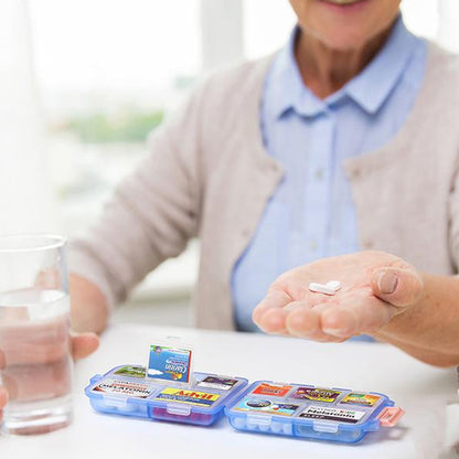 Portable Pill Box Case with 161 Custom Labels