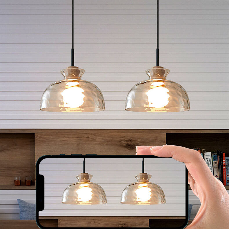 Stylish Wooden Glass Pendant Ceiling Light