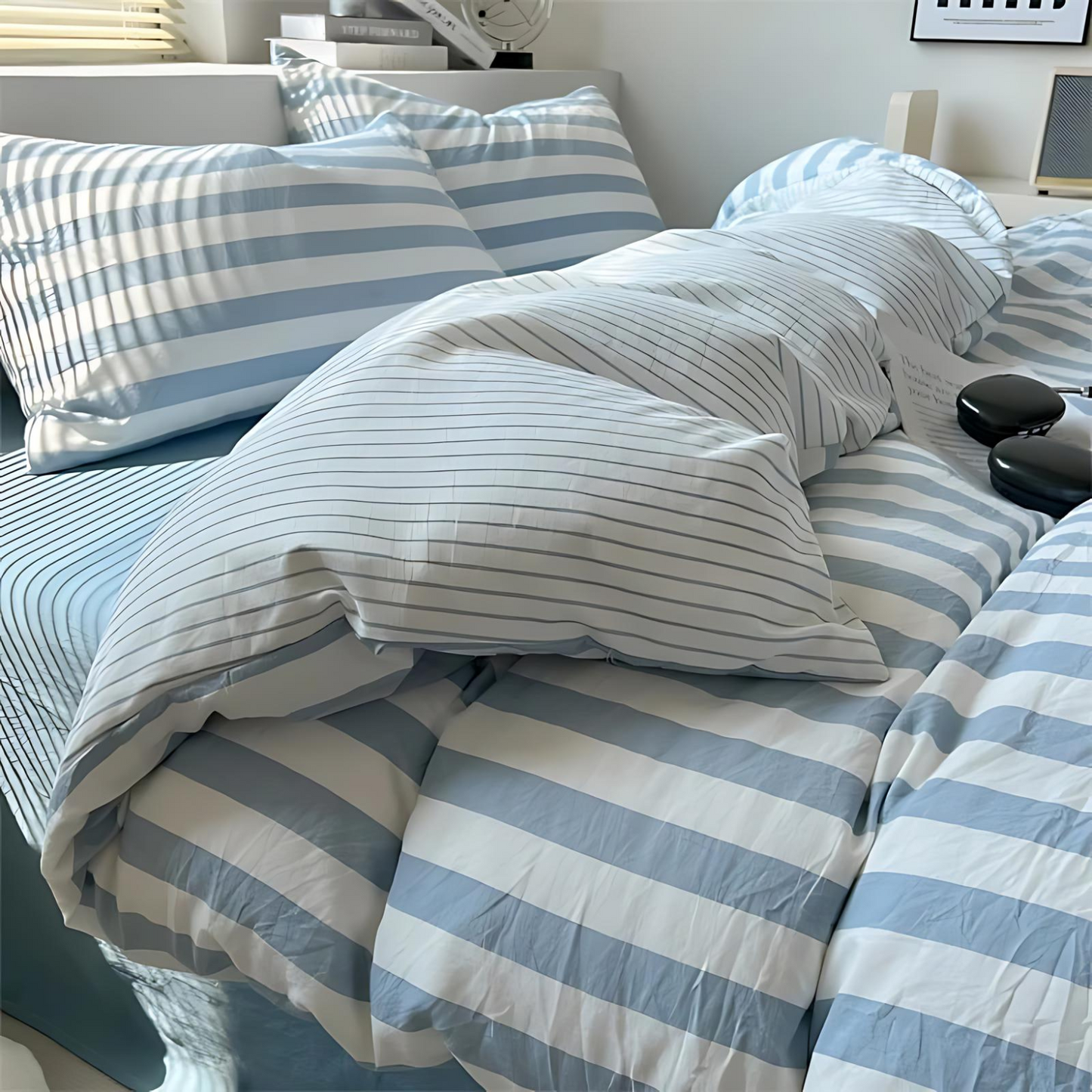 Timeless Stripe 4 Piece Bed Sheet Set Duvet Cover