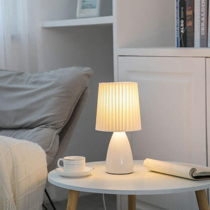 Vintage Style Desk Lamp with Fabric Shade and Metal Base