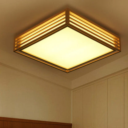 Sleek LED Ceiling Light Wooden Beige Modern Room Fixture