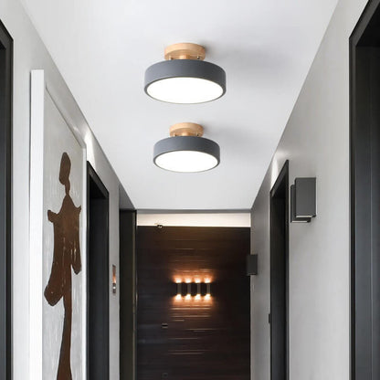 Sleek Wooden LED Semi Flush Mount Ceiling Light
