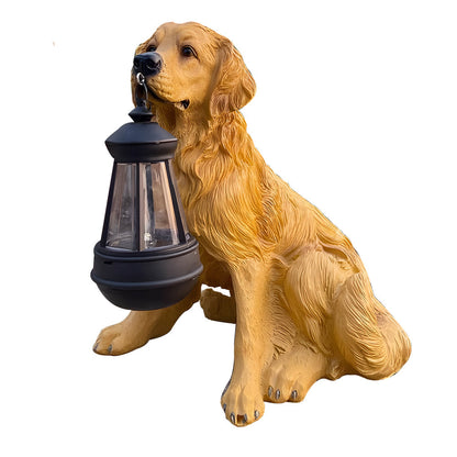 Solar Powered Outdoor Garden Lights with Dog Statue