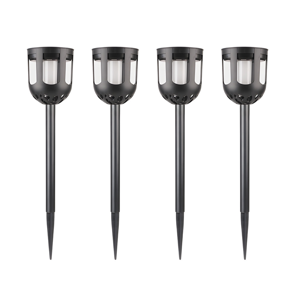 4-Pack Wireless Black Outdoor Solar Powered Lamp Set