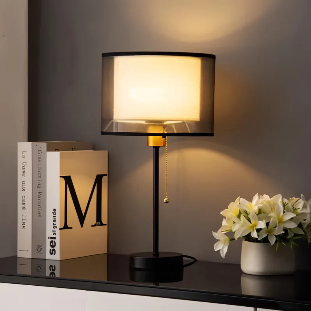 Soft Fabric Shade Double Light Table Lamp