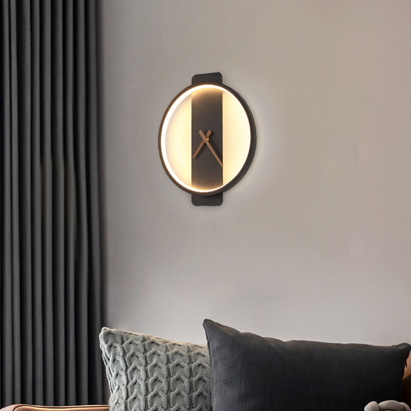 Contemporary Round LED Wall Clock Lamp
