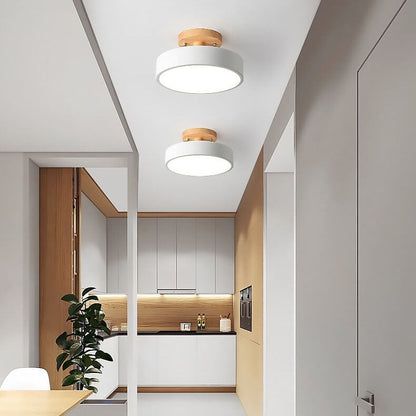 Sleek Wooden LED Semi Flush Mount Ceiling Light