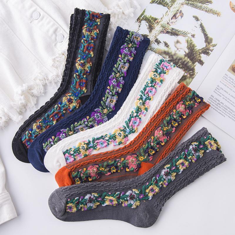 Classic Floral Patterned Sock Set (5 Pairs) - Cofik