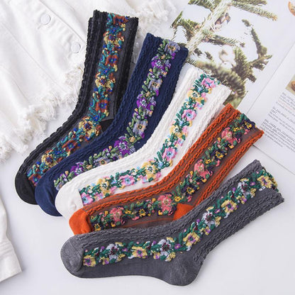 Classic Floral Patterned Sock Set (5 Pairs) - Cofik