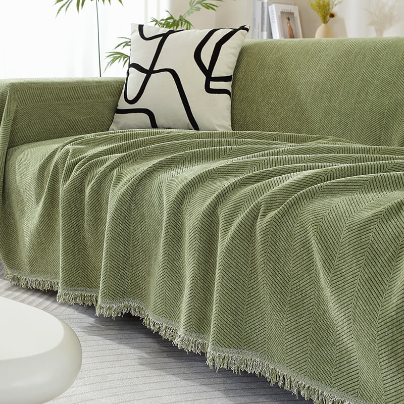 Soft Plush Throw Blanket with Tassels for Sofa