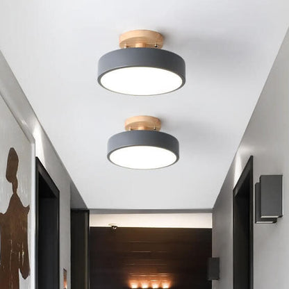 Sleek Wooden LED Semi Flush Mount Ceiling Light