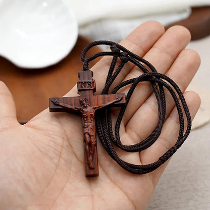 Wooden Cross Pendant Necklace