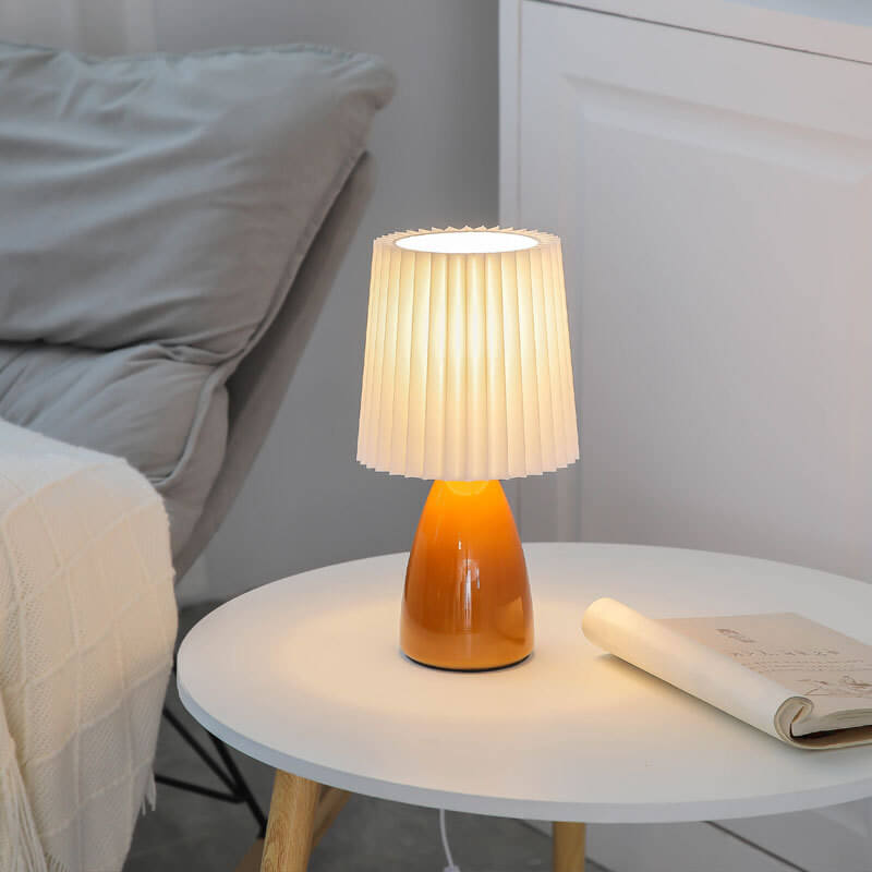 Vintage Style Desk Lamp with Fabric Shade and Metal Base
