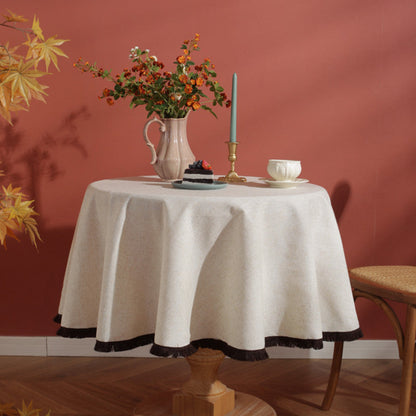 Simple Beige Cotton Table Cloth Rustic Look