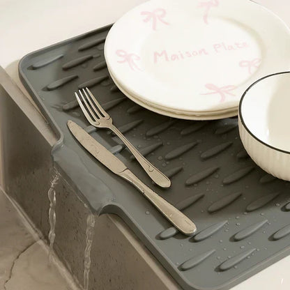 Premium Silicone Dish Drying Mat - Non Slip & Compact