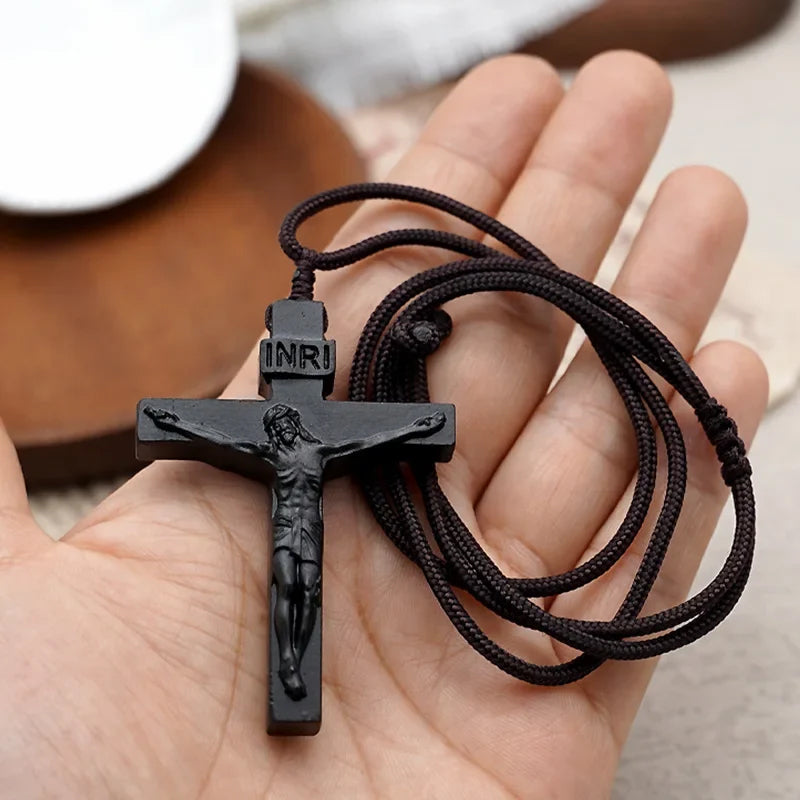 Wooden Cross Pendant Necklace - Cofik