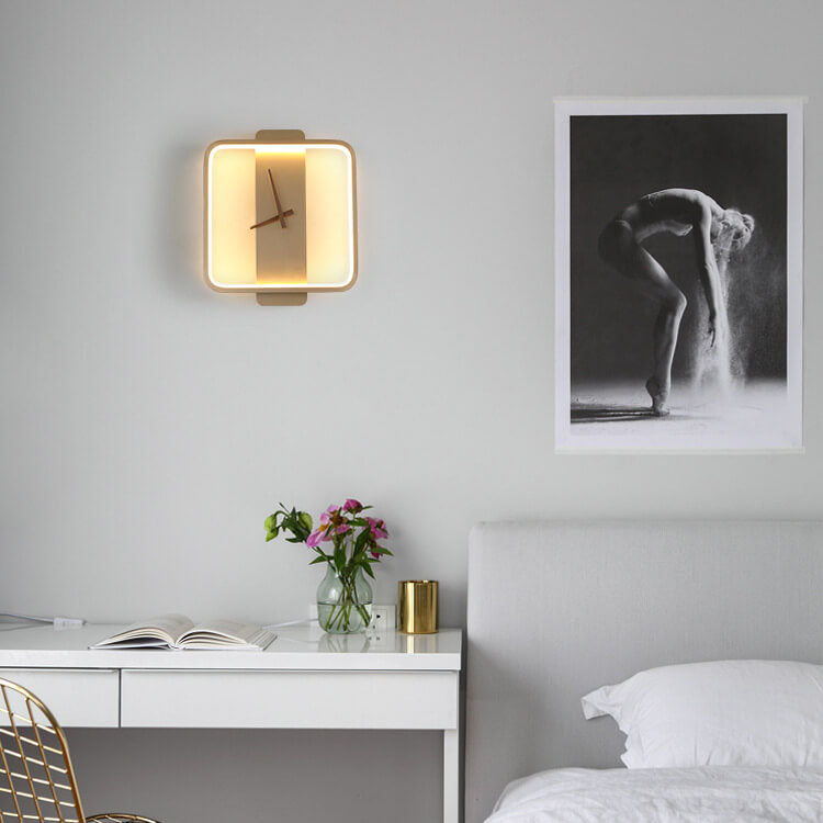 Contemporary Round LED Wall Clock Lamp
