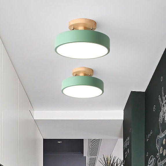 Sleek Wooden LED Semi Flush Mount Ceiling Light