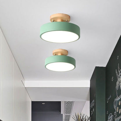 Sleek Wooden LED Semi Flush Mount Ceiling Light