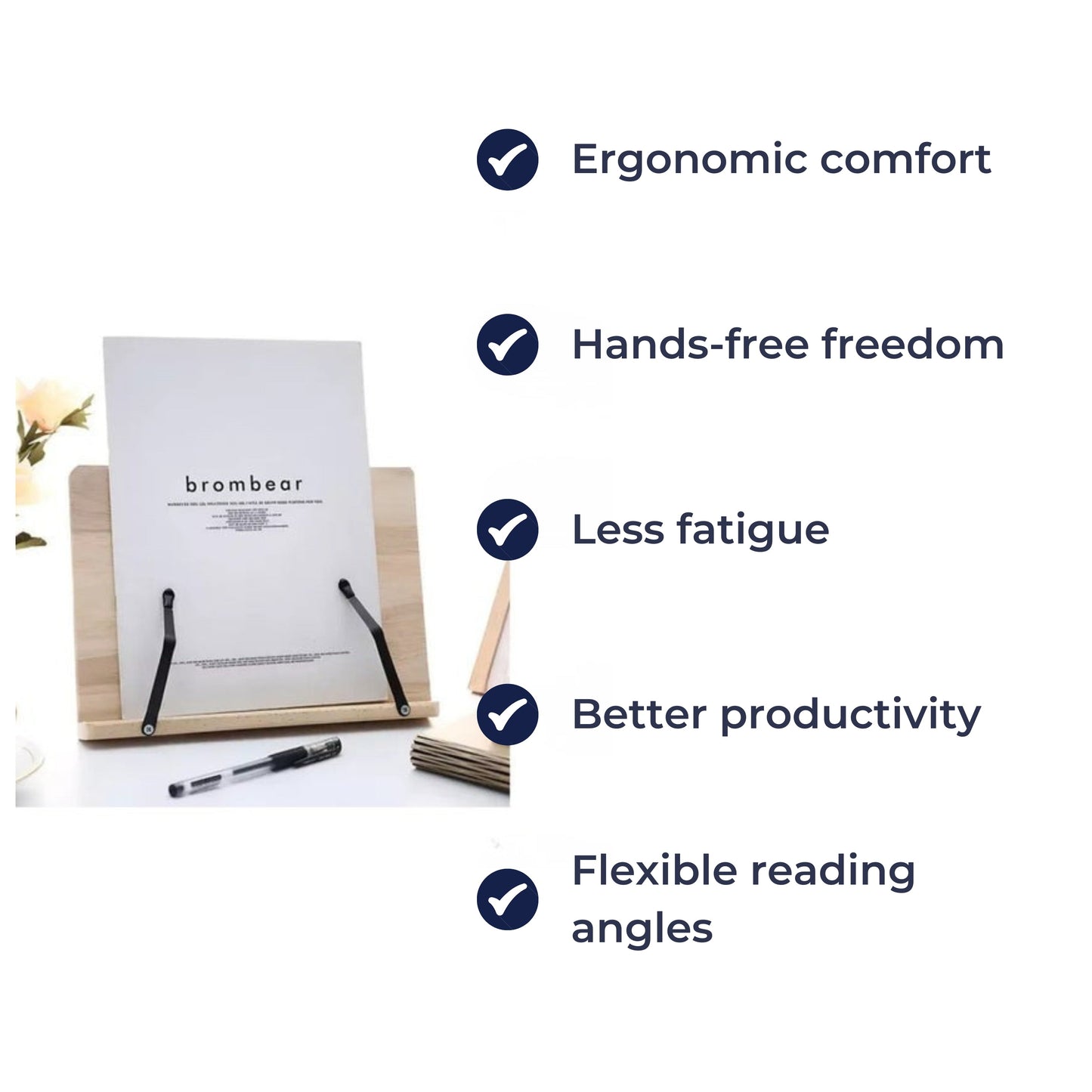 Compact Wooden Book Stand for Tablets and Cookbooks