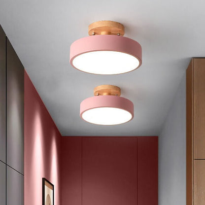 Sleek Wooden LED Semi Flush Mount Ceiling Light