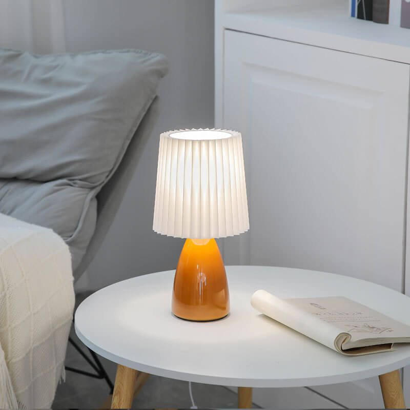 Vintage Style Desk Lamp with Fabric Shade and Metal Base